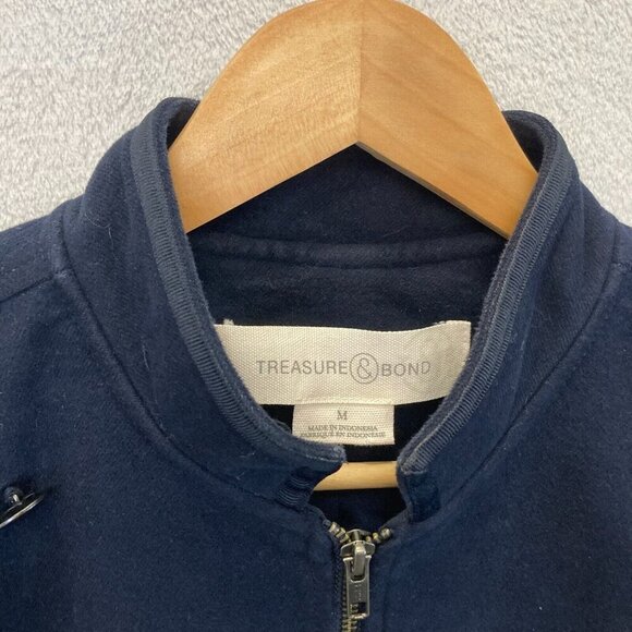 Treasure & Bond Zip Up Military Jacket Womens Medium M Navy Blue Double Breasted - Picture 7 of 16
